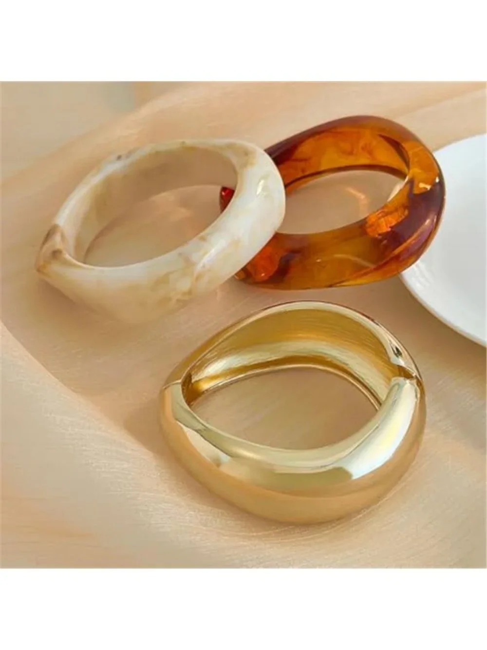 Chunky Acrylic Bangle Bracelet for Women Colorful Resin Bracelets Trendy Stack